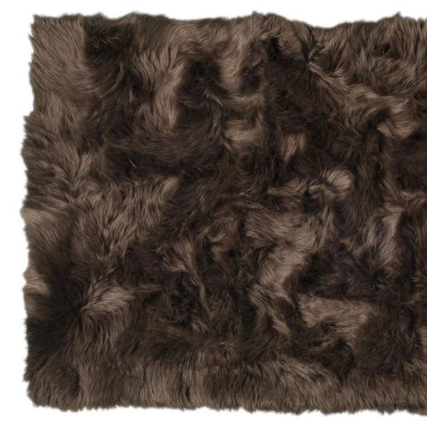 HomeRoots 3' X 5' Ombre Faux Fur Area Rug – Luxurious, Washable, Non-Skid Design for Cozy Modern Spaces Chocolate 476670