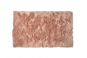 HomeRoots 3' X 5' Ombre Faux Fur Area Rug – Luxurious, Washable, Non-Skid Design for Cozy Modern Spaces Dusty Rose 476671