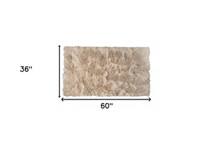 HomeRoots 3' X 5' Ombre Faux Fur Area Rug – Luxurious, Washable, Non-Skid Design for Cozy Modern Spaces Taupe 476672