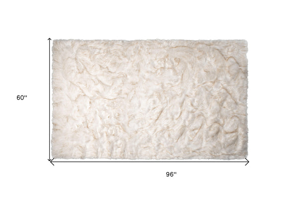 Homeroots 5' X 8' Ombre Tan Faux Fur Washable Non Skid Area Rug  Acrylic 476673