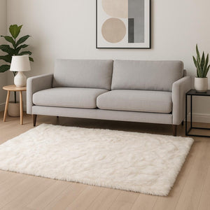HomeRoots 5' X 8' Ombre Faux Fur Area Rug - Plush, Washable, Non-Skid Design for Ultimate Comfort & Style Tan 476673
