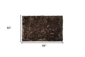 Homeroots 5' X 8' Chocolate Faux Fur Non Skid Area Rug  Faux Fur 476675