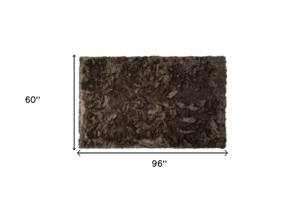 Homeroots 5' X 8' Chocolate Faux Fur Non Skid Area Rug  Faux Fur 476675