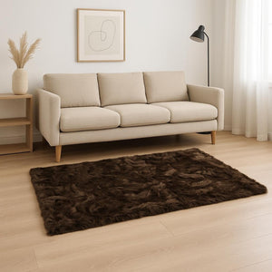 HomeRoots 5' X 8' Ombre Faux Fur Area Rug - Plush, Washable, Non-Skid Design for Ultimate Comfort & Style Chocolate 476675