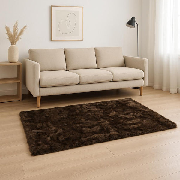 HomeRoots 5' X 8' Ombre Faux Fur Area Rug - Plush, Washable, Non-Skid Design for Ultimate Comfort & Style Chocolate 476675