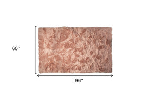 Homeroots 5' X 8' Dusty Rose Faux Fur Non Skid Area Rug  Faux Fur 476676