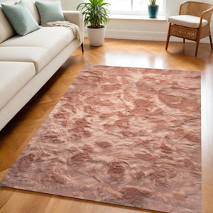 Homeroots 5' X 8' Dusty Rose Faux Fur Non Skid Area Rug  Faux Fur 476676