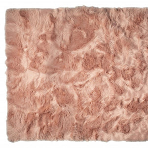 HomeRoots 5' X 8' Ombre Faux Fur Area Rug - Plush, Washable, Non-Skid Design for Ultimate Comfort & Style Dusty Rose 476676