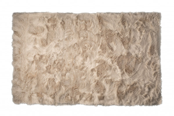 Homeroots 5' X 8' Taupe Faux Fur Non Skid Area Rug  Faux Fur 476677