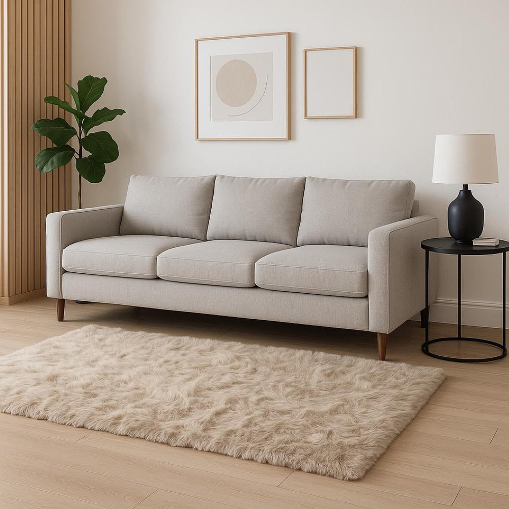 HomeRoots 5' X 8' Ombre Faux Fur Area Rug - Plush, Washable, Non-Skid Design for Ultimate Comfort & Style Taupe 476677