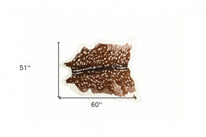 Homeroots 4' X 5' Off White And Brown Faux Cowhide Non Skid Area Rug  Faux Cowhide 476680