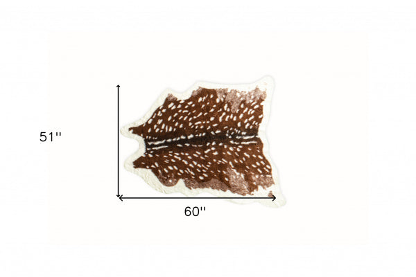 Homeroots 4' X 5' Off White And Brown Faux Cowhide Non Skid Area Rug  Faux Cowhide 476680