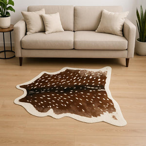HomeRoots 4' Faux Cowhide Animal Print Area Rug - Soft, Washable, and Stylish for Modern Living Spaces 4' X 5' 476680