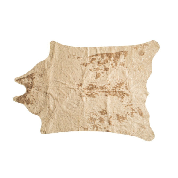 HomeRoots 4' X 5' Plush Faux Cowhide Area Rug - Modern Animal Print, Washable & Soft for Cozy Spaces Off White, Silver 476681