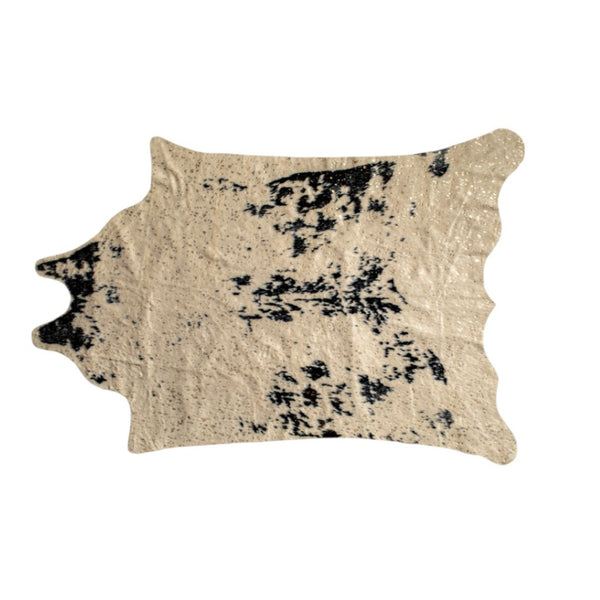 HomeRoots 4' X 5' Plush Faux Cowhide Area Rug - Modern Animal Print, Washable & Soft for Cozy Spaces Black, Off White 476682