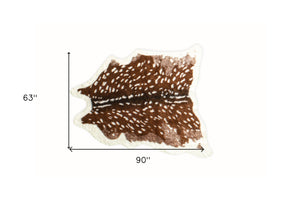 Homeroots 5' X 8' Off White And Brown Faux Cowhide Tufted Washable Non Skid Area Rug  Acrylic 476683