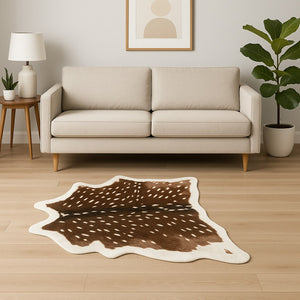 HomeRoots 4' Faux Cowhide Animal Print Area Rug - Soft, Washable, and Stylish for Modern Living Spaces 5' X 8' 476683