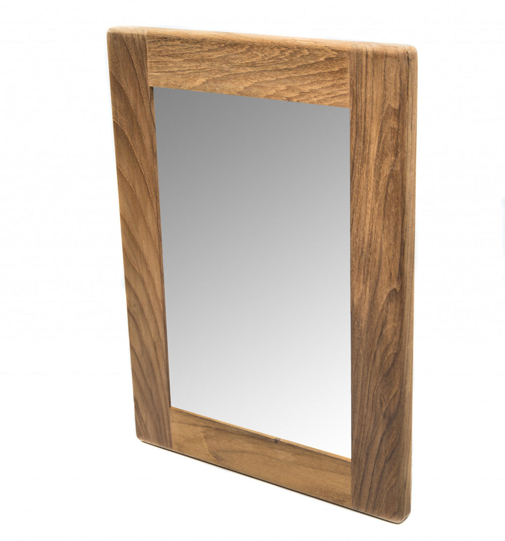 Homeroots 15" Brown Accent Solid Wood Mirror  Teak 476684