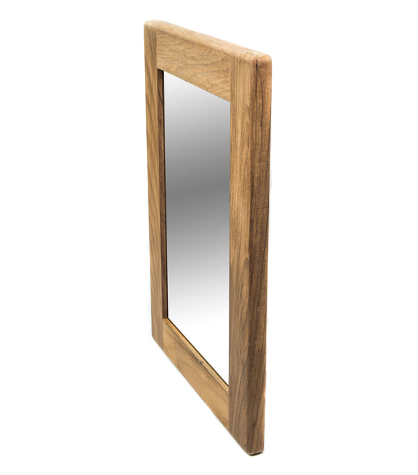 Homeroots 15" Brown Accent Solid Wood Mirror  Teak 476684