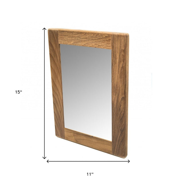 Homeroots 15" Brown Accent Solid Wood Mirror  Teak 476684
