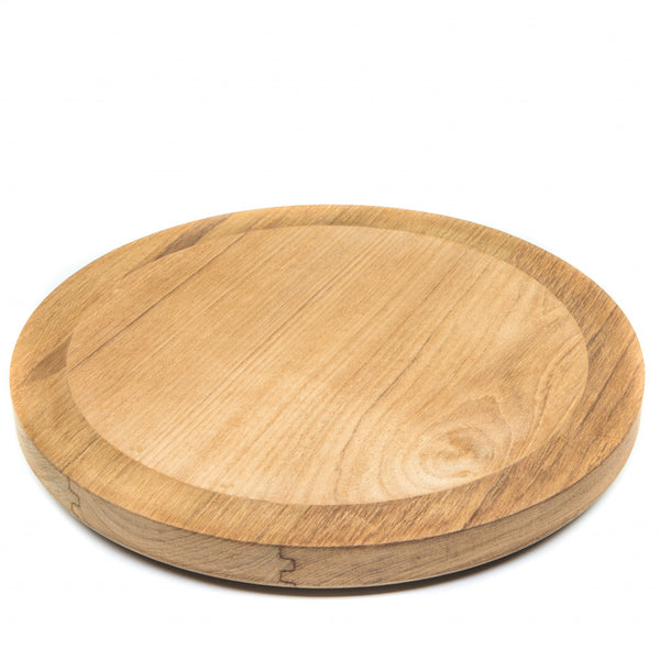 Homeroots 11" Round Wall Mounted Teak Wood Mirror With Nautical Rivets  Teak 476685