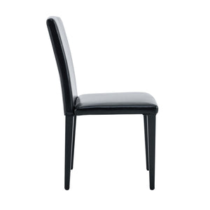 English Elm Four Black Pu Leather Dining Chairs with Steel Legs for Modern Industrial Kitchens W1151P372919