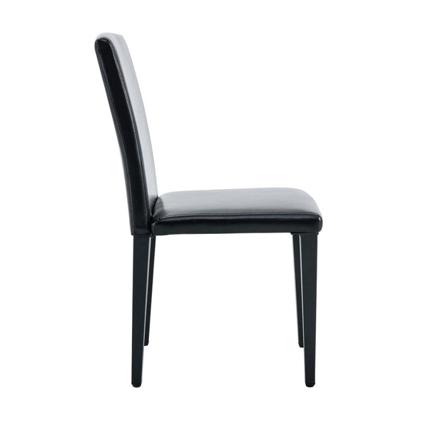 English Elm Four Black Pu Leather Dining Chairs with Steel Legs for Modern Industrial Kitchens W1151P372918