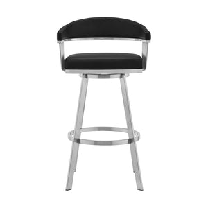 HomeRoots 25" Modern Black & Silver Iron Swivel Bar Chair - Stylish Comfort for Kitchen & Café Seating 476711