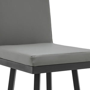 Homeroots 30" Gray And Black Faux Leather And Iron Swivel Bar Height Bar Chair   476718