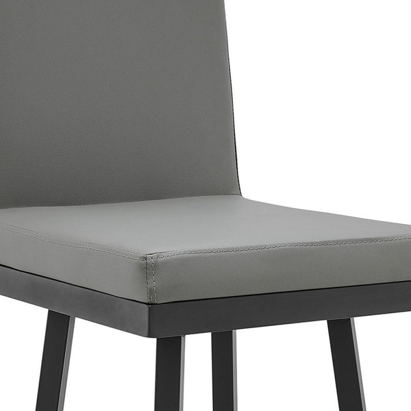 Homeroots 30" Gray And Black Faux Leather And Iron Swivel Bar Height Bar Chair   476718