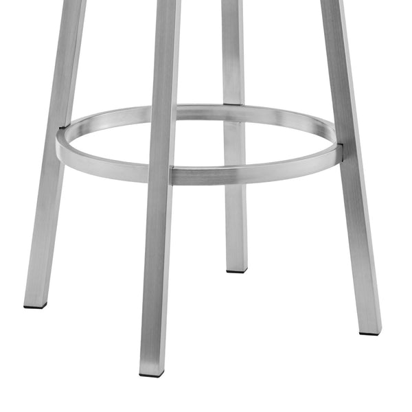 HomeRoots 26" Stylish White & Silver Faux Leather Swivel Bar Chair - Modern Comfort for Your Kitchen & Bar 476735