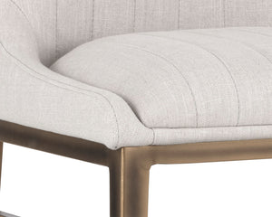 Sunpan Halden Urban Bar Stool with Bold Channel Tufting and Rustic Bronze Steel Frame for Stylish Spaces Beige Linen