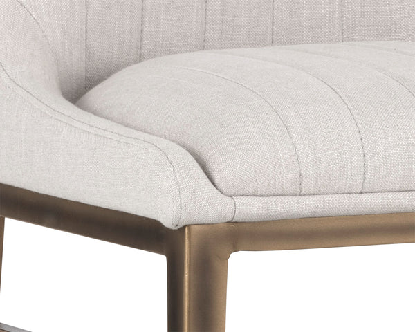 Sunpan Halden Urban Bar Stool with Bold Channel Tufting and Rustic Bronze Steel Frame for Stylish Spaces Beige Linen