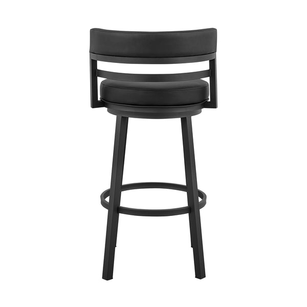 Homeroots 26" Black Faux Leather And Iron Swivel Counter Height Bar Chair   476753