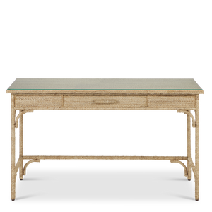 Olisa Rope Desk: Elegant Braided Abaca Design for Stylish Home or Office, 30.5" Height, Glass Top
