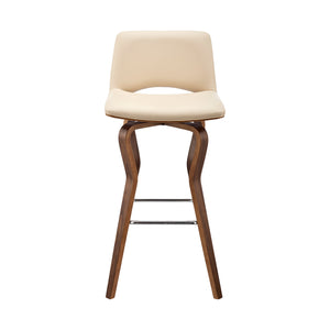 Homeroots 26" Cream And Brown Faux Leather Swivel Low Back Counter Height Bar Chair   476773