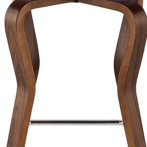 Homeroots 26" Cream And Brown Faux Leather Swivel Low Back Counter Height Bar Chair   476773