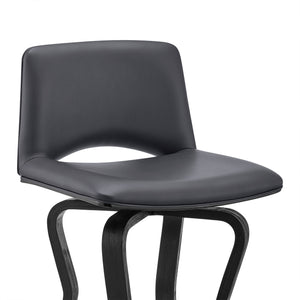 Homeroots 26" Gray And Black Faux Leather And Iron Swivel Low Back Counter Height Bar Chair   476774