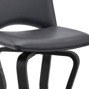 Homeroots 30" Gray And Black Faux Leather And Iron Swivel Low Back Bar Height Bar Chair   476777