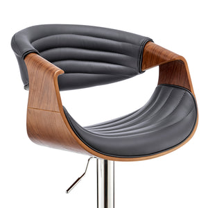 Homeroots 25" Gray And Silver Faux Leather And Iron Swivel Low Back Adjustable Height Bar Chair   476782