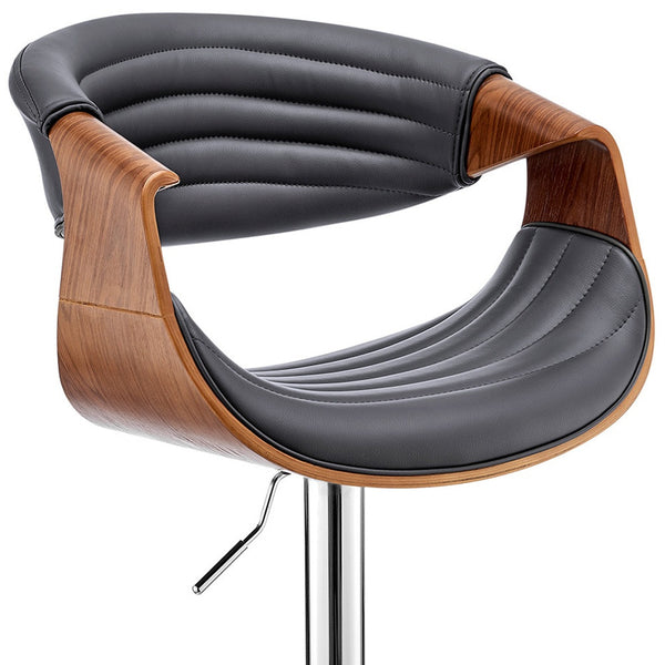 Homeroots 25" Gray And Silver Faux Leather And Iron Swivel Low Back Adjustable Height Bar Chair   476782