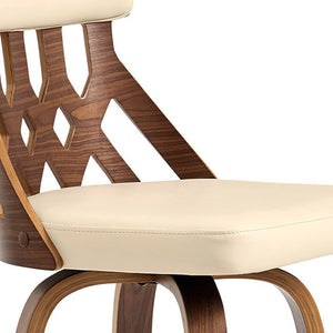 Homeroots 30" Cream And Brown Swivel Backless Bar Height Bar Chair   476784