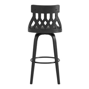 Homeroots 30" Gray And Black Iron Swivel Backless Bar Height Bar Chair   476788