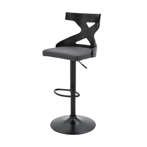 Homeroots 24" Gray And Black Iron Swivel Backless Adjustable Height Bar Chair   476789