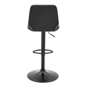 Homeroots 25" Gray And Black Faux Leather And Iron Swivel Adjustable Height Bar Chair   476794