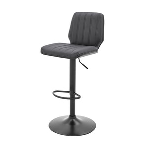 Homeroots 25" Gray And Black Faux Leather And Iron Swivel Adjustable Height Bar Chair   476794