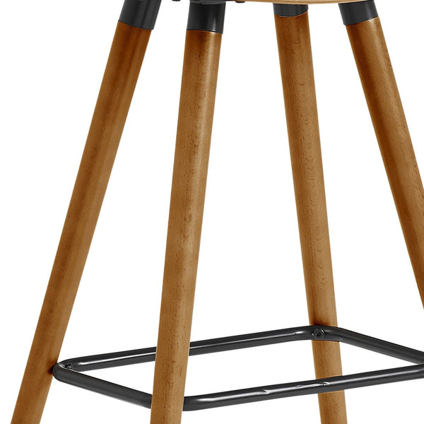 Homeroots 26" Cream And Brown Backless Counter Height Bar Chair   476798