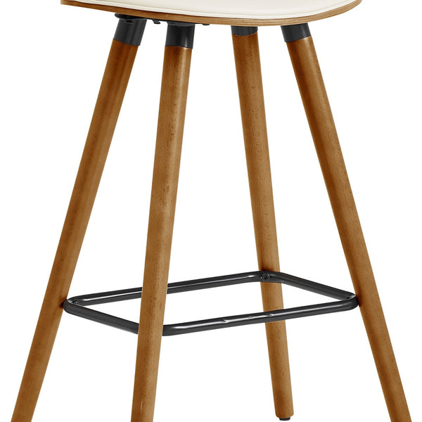 Homeroots 26" Cream And Brown Backless Counter Height Bar Chair   476798