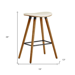 Homeroots 26" Cream And Brown Backless Counter Height Bar Chair   476798
