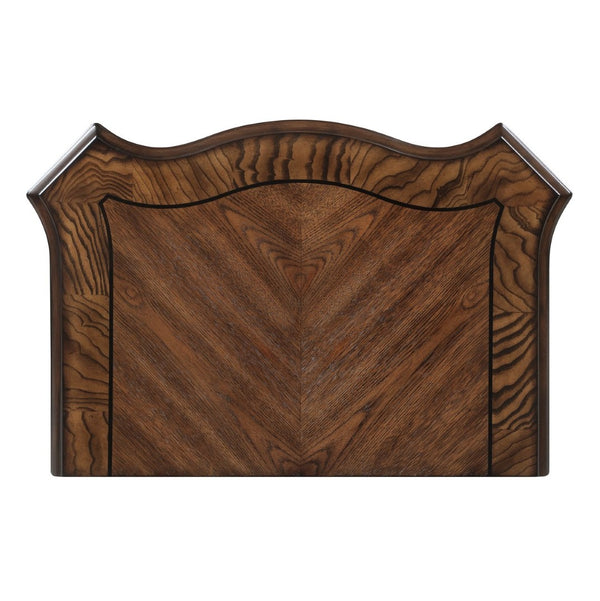 English Elm Formal Traditional Nightstand Pecan Burl Veneer Two Drawers Gold Accents Bedroom B011P458616